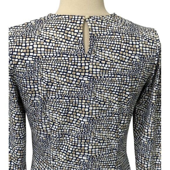 J. McLaughlin Catalyst Sheath Dress Navy Brown Pockets Catalina Cloth EUC Size S - Picture 6 of 11